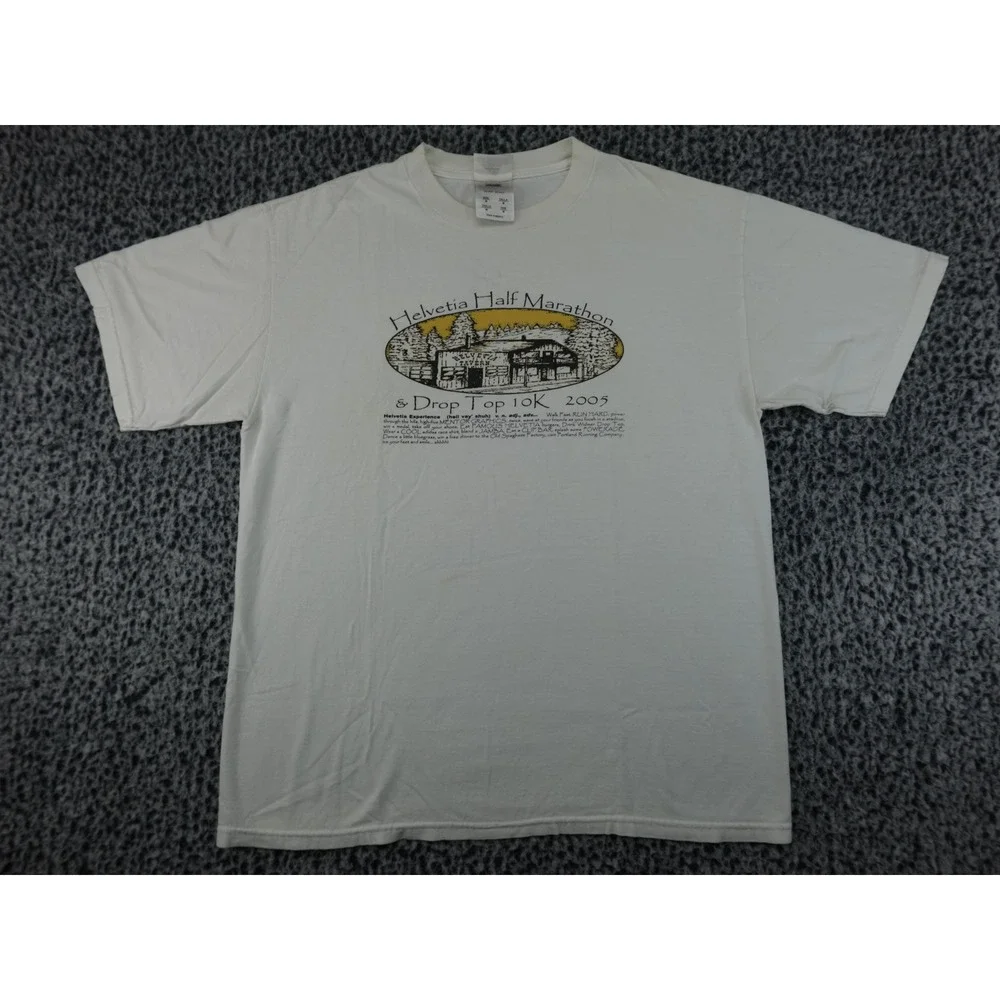 Adidas T-Shirt Mens Medium White Excellent 2005 Helvetia Half‎ Marathon Graphic
